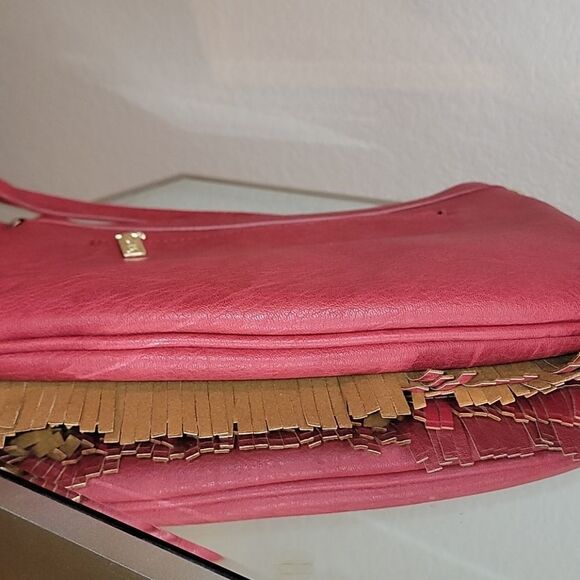 Red Vegan Suede/Leather Fringed Clutch/Crossbody - Picture 13 of 16